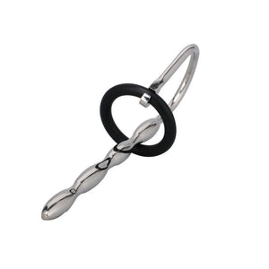 Stainless Steel Penis Plug with Silicone Rings Style D