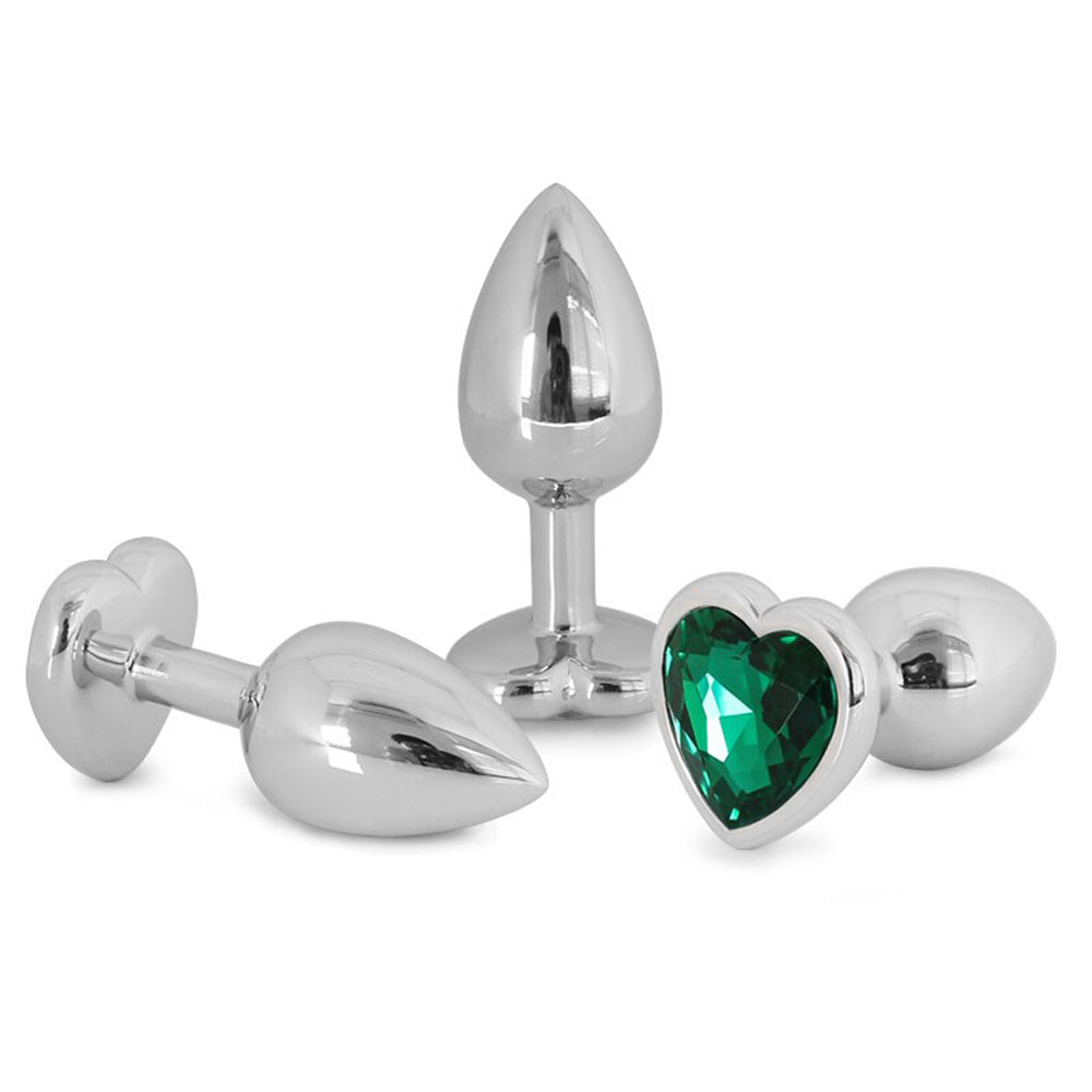 Metallic Heart Shaped Butt Plug with Diamond