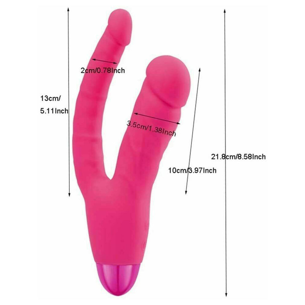 Rechargeable Double Penetration Dildo Vibrator, 10 Function