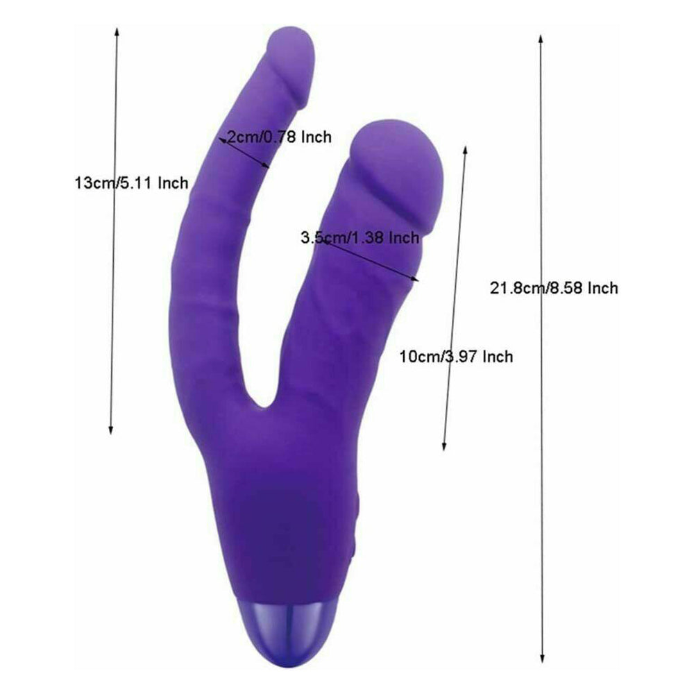 Rechargeable Double Penetration Dildo Vibrator, 10 Function