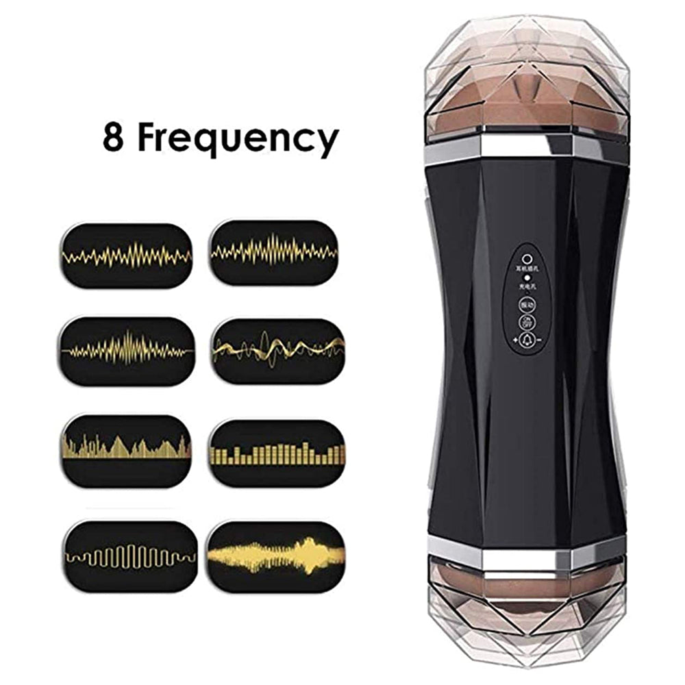 Automatic Rechargeable Voice Dual Channel Masturbator, (Vagina + Mouth), 8 Function