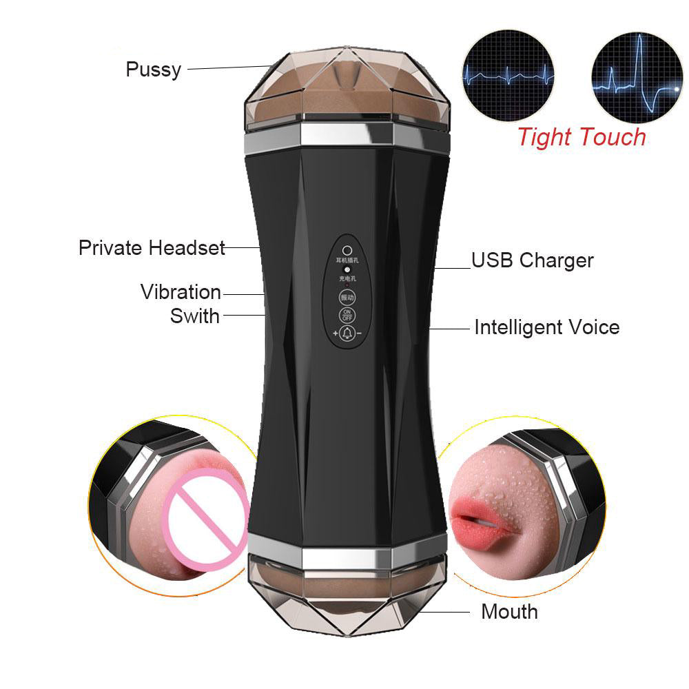 Automatic Rechargeable Voice Dual Channel Masturbator, (Vagina + Mouth), 8 Function