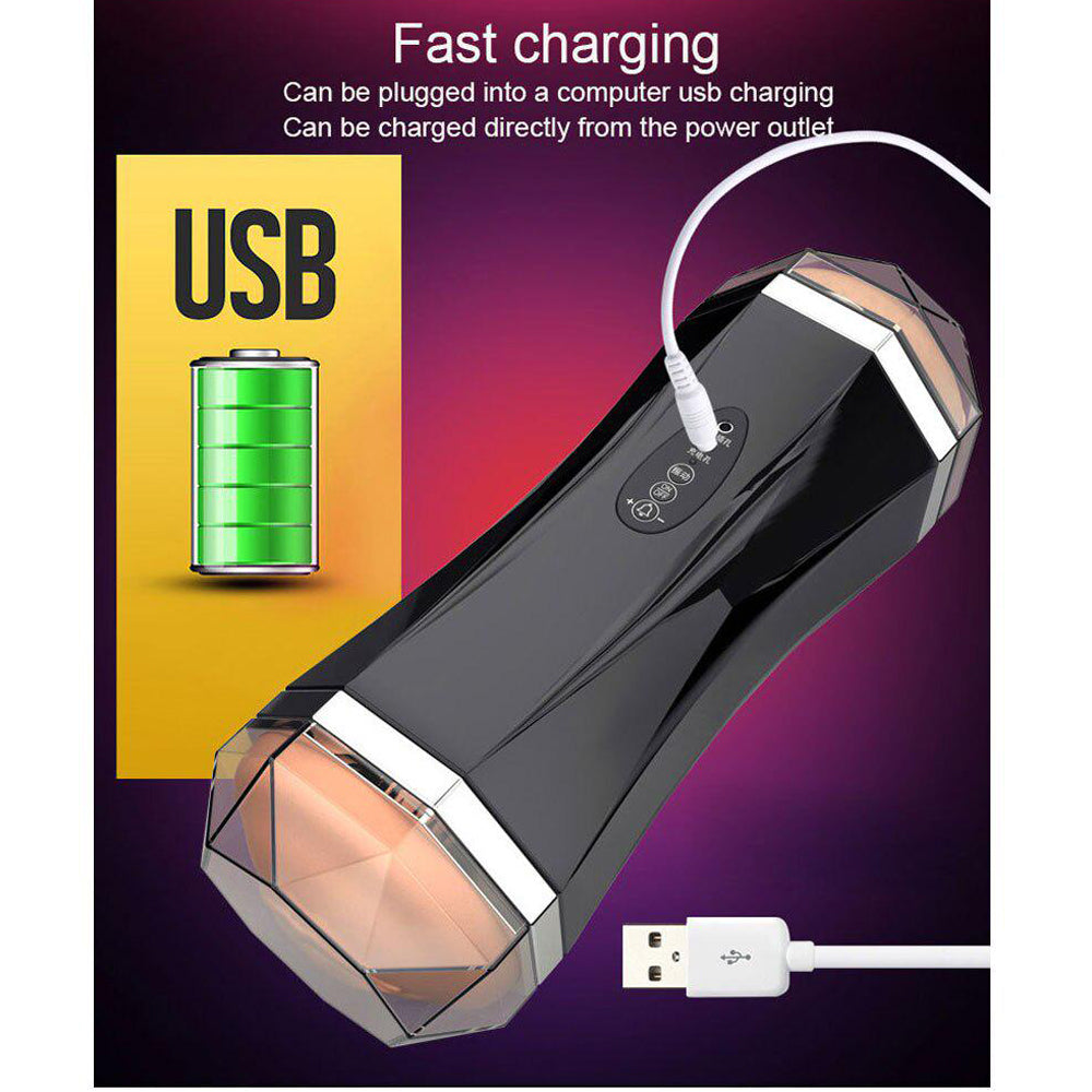 Automatic Rechargeable Voice Dual Channel Masturbator, (Vagina + Mouth), 8 Function