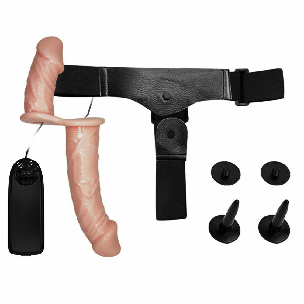 Reastic Vibrating Dual Penis Strap-On, 6.75 inch