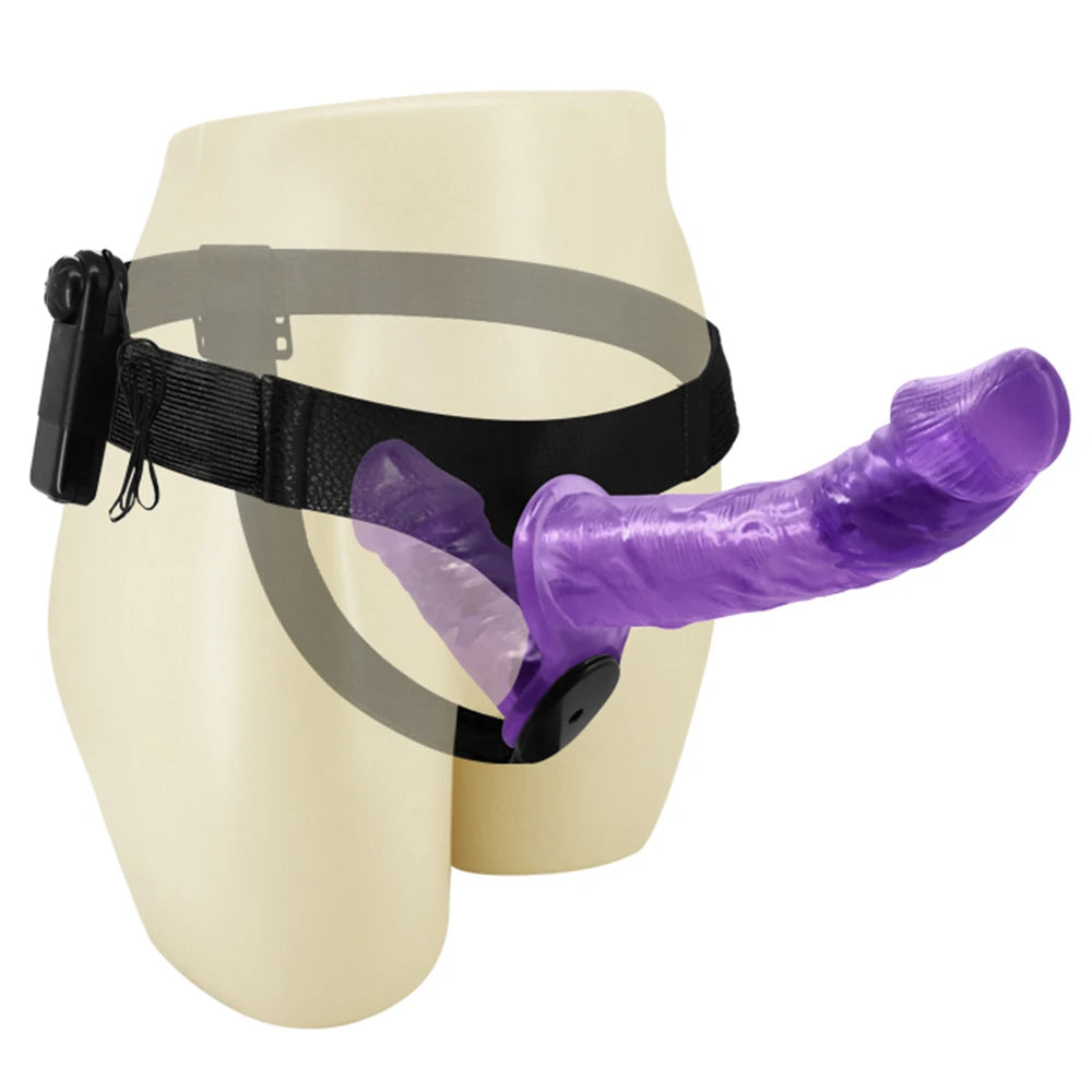 Reastic Vibrating Dual Penis Strap-On, 6.75 inch