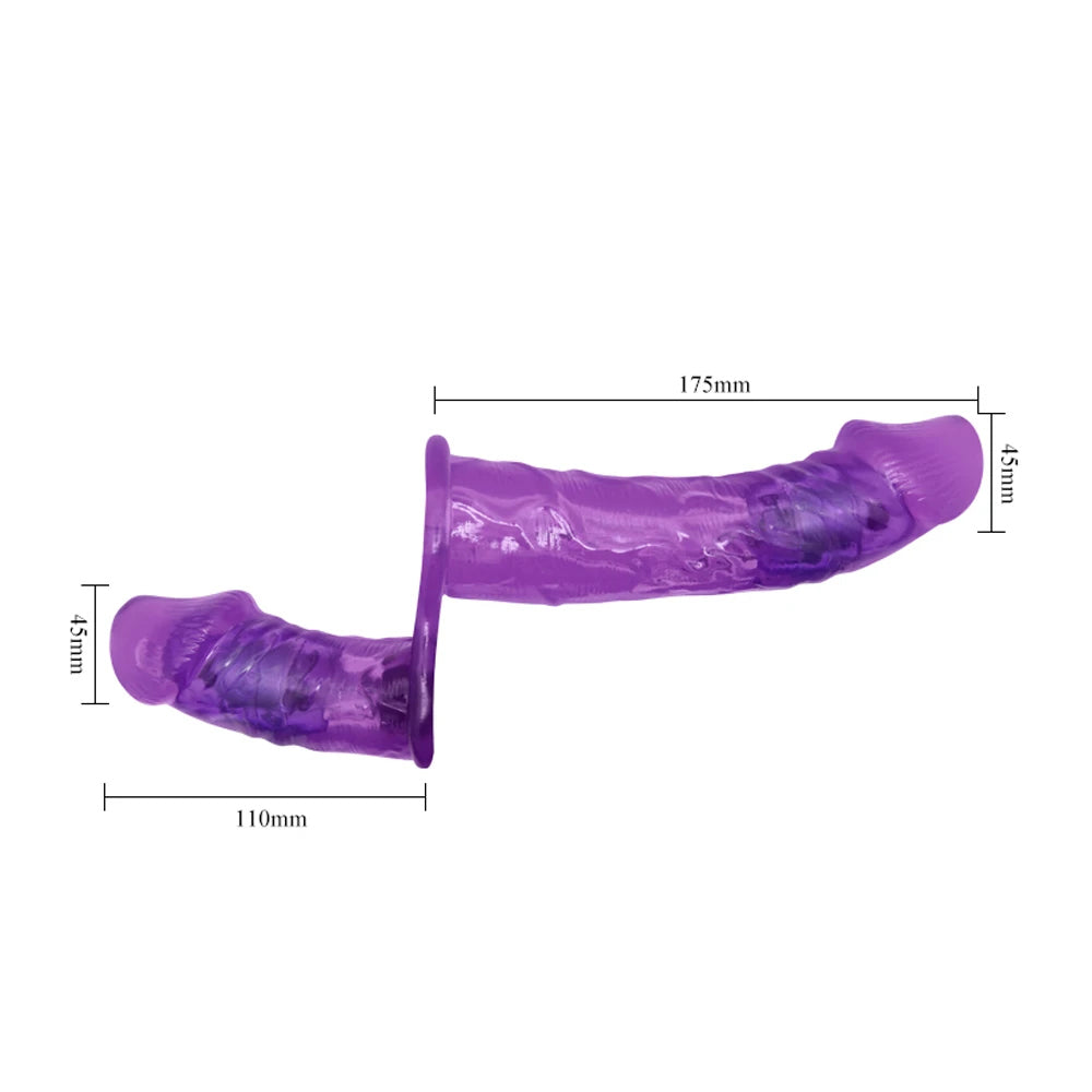 Reastic Vibrating Dual Penis Strap-On, 6.75 inch