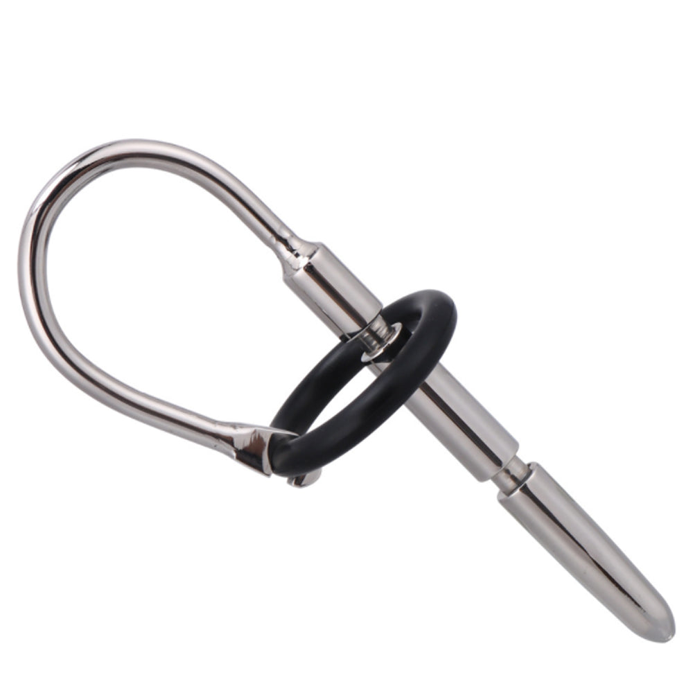 Stainless Steel Penis Plug with Silicone Rings Style E