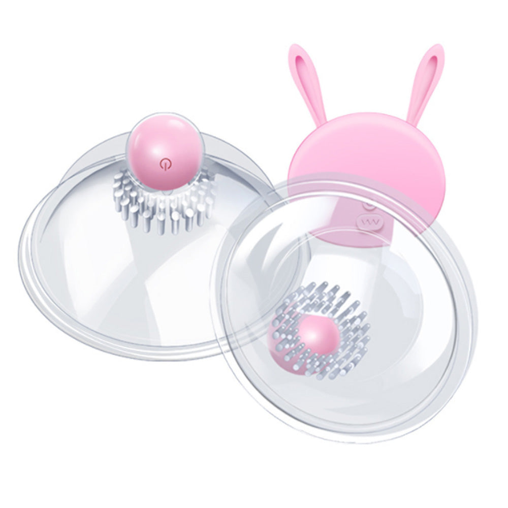 Rechargeable Vibrating Nipple Sucker Cups with Remote, 5 Function