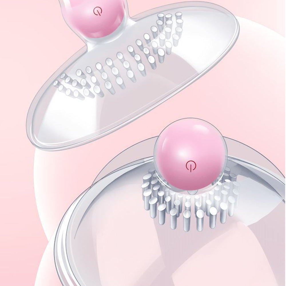 Rechargeable Vibrating Nipple Sucker Cups with Remote, 5 Function