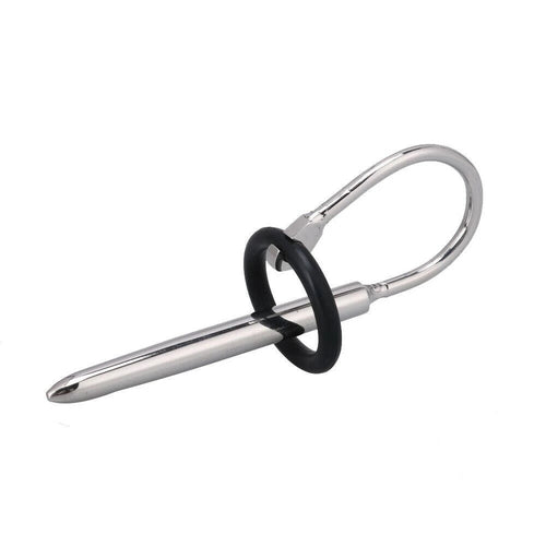Stainless Steel Penis Plug with Silicone Rings Style G