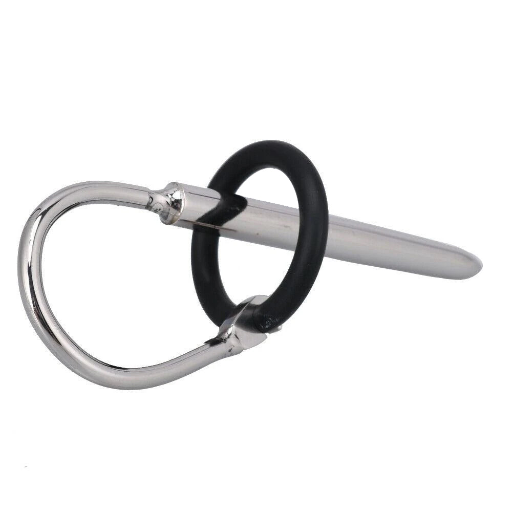 Stainless Steel Penis Plug with Silicone Rings Style G