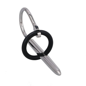 Stainless Steel Penis Plug with Silicone Rings Style G