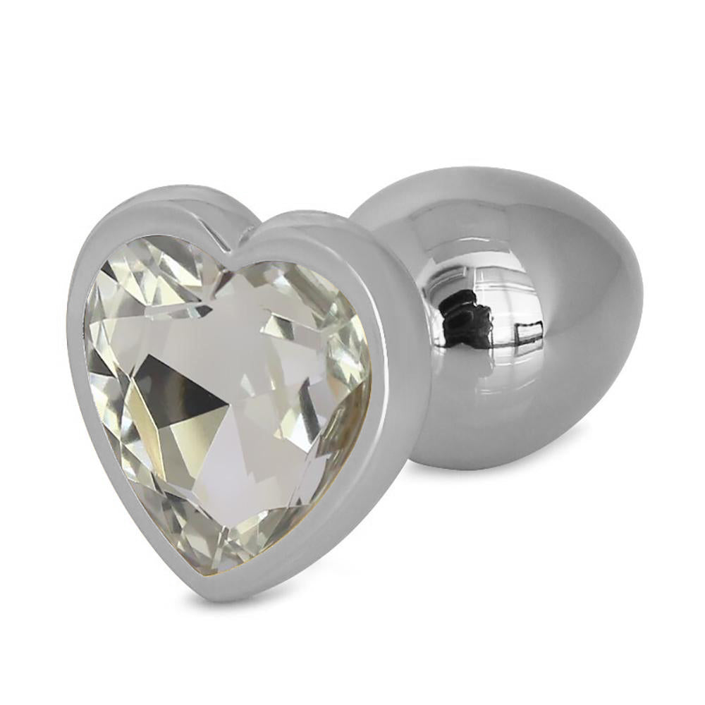 Metallic Heart Shaped Butt Plug with Diamond