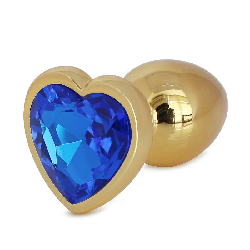 Metallic Gold Heart Shaped Butt Plug with Diamond