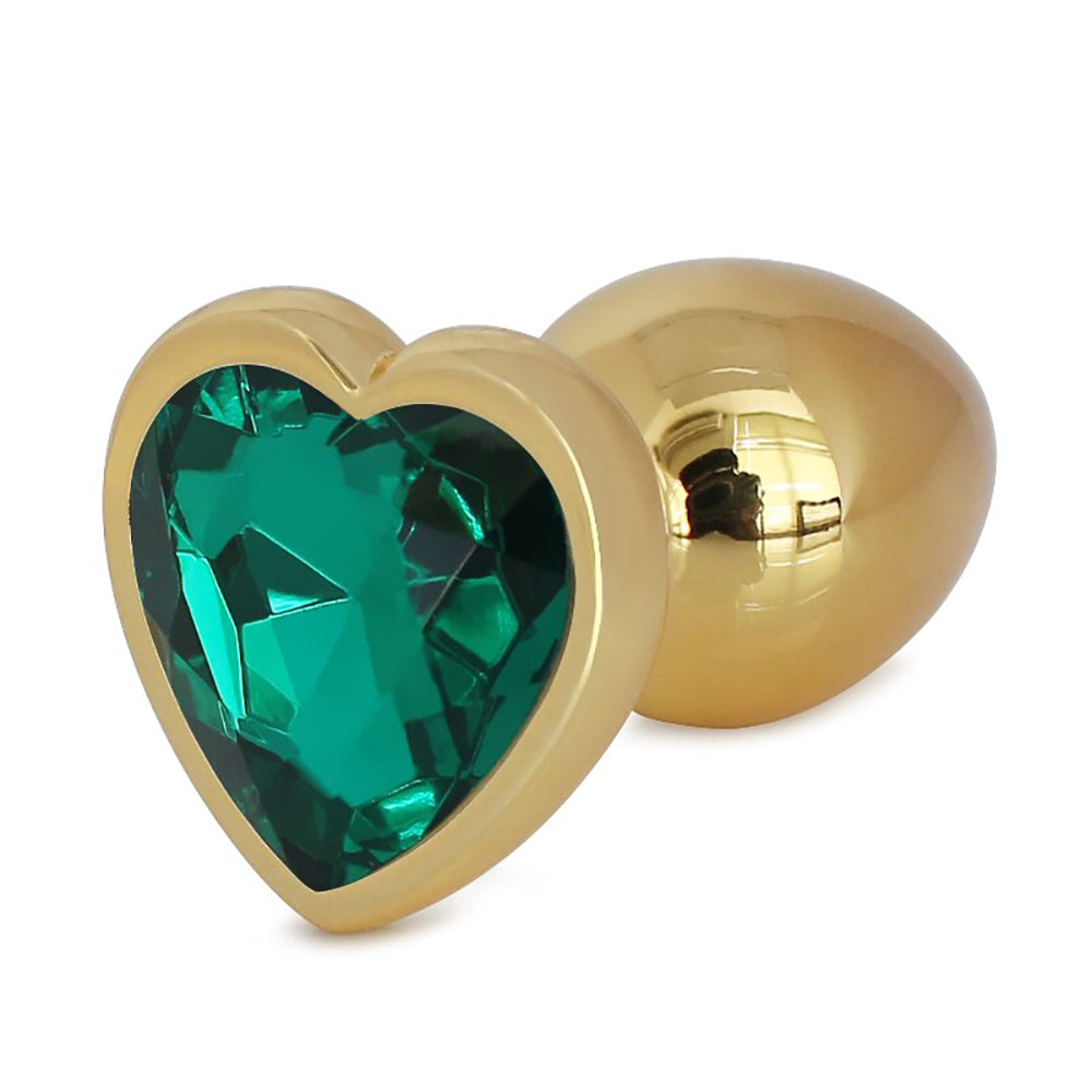 Metallic Gold Heart Shaped Butt Plug with Diamond