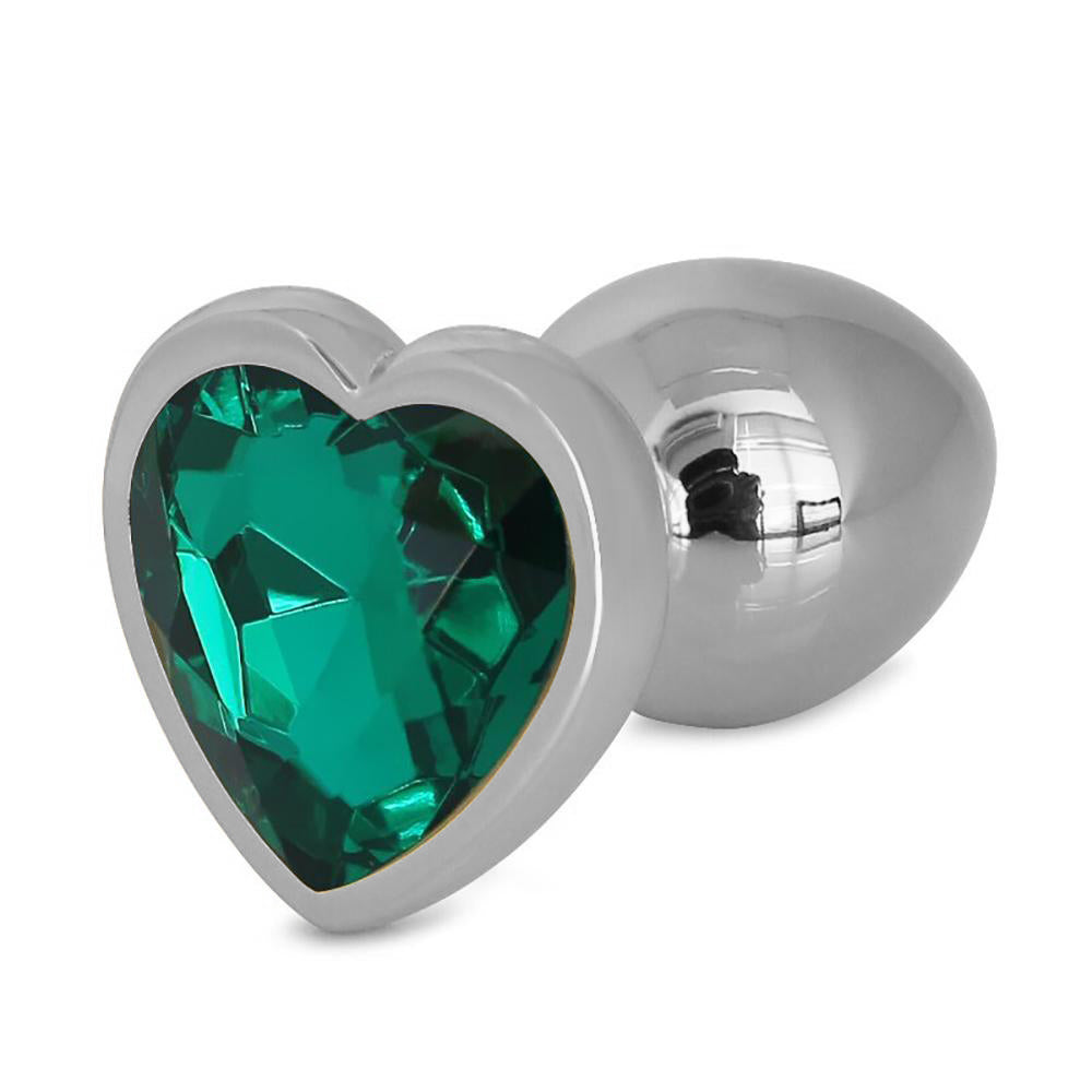 Metallic Heart Shaped Butt Plug with Diamond