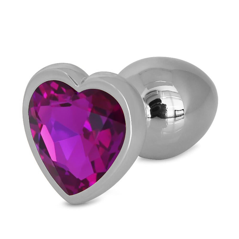 Metallic Heart Shaped Butt Plug with Diamond