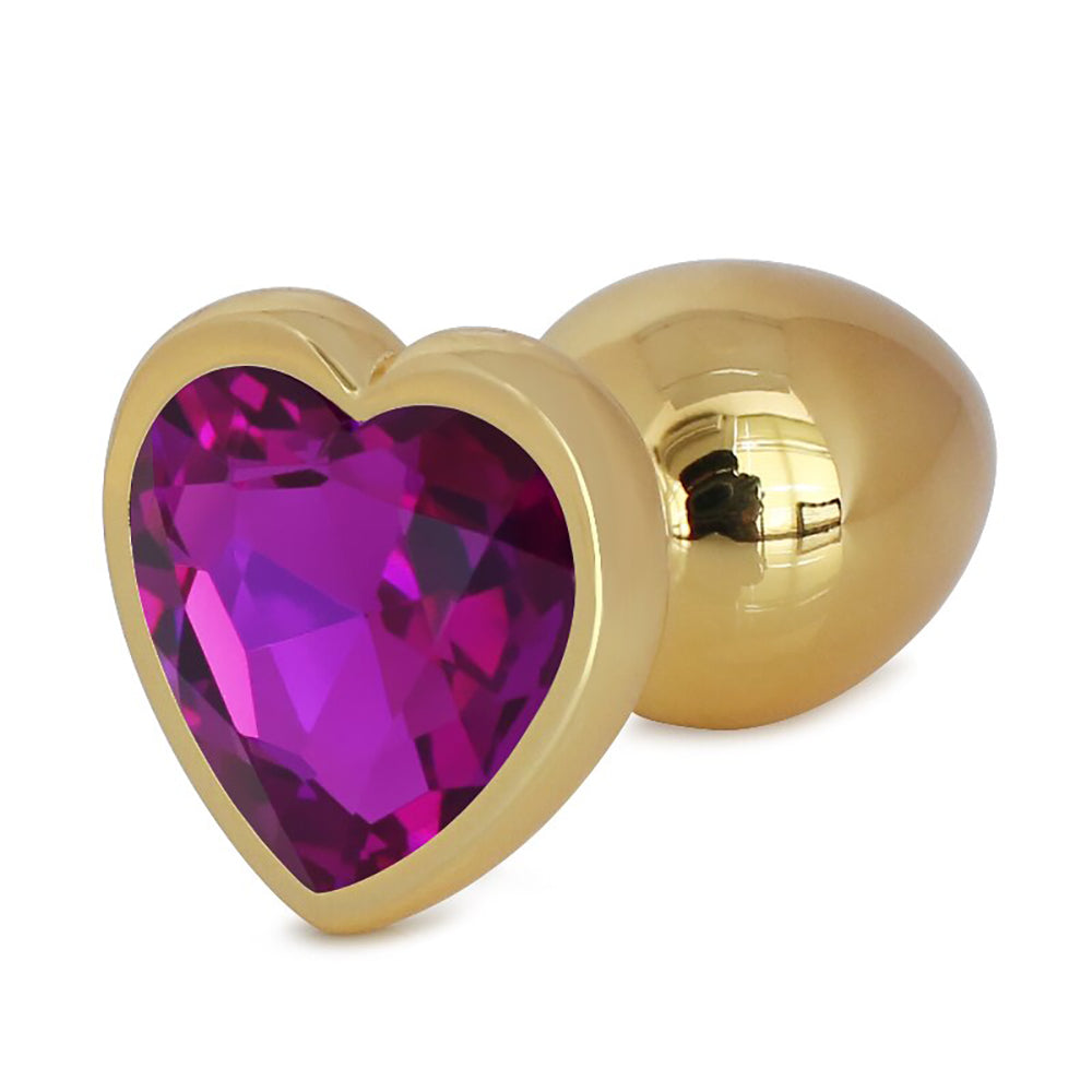 Metallic Gold Heart Shaped Butt Plug with Diamond