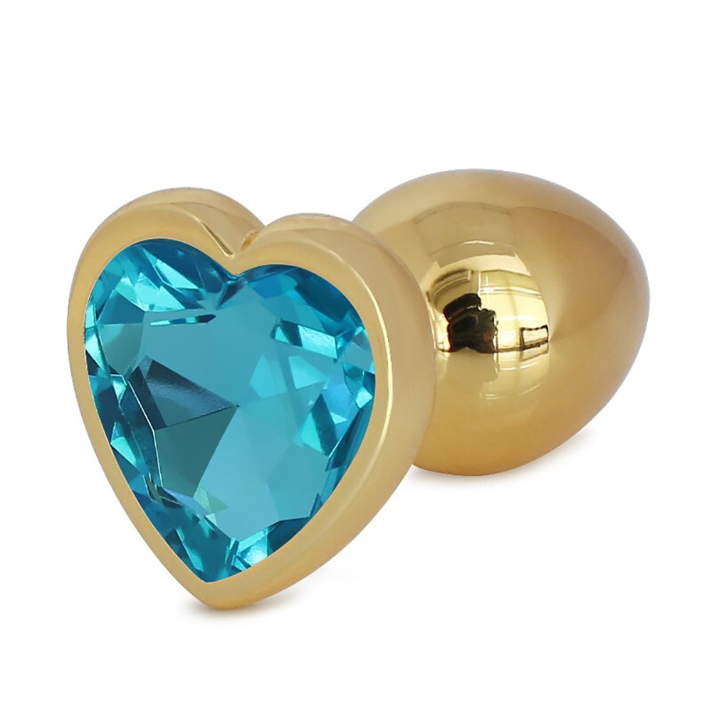 Metallic Gold Heart Shaped Butt Plug with Diamond