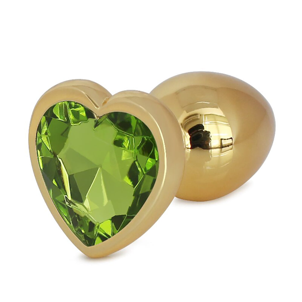 Metallic Gold Heart Shaped Butt Plug with Diamond