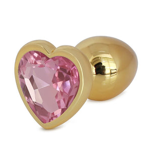 Metallic Gold Heart Shaped Butt Plug with Diamond