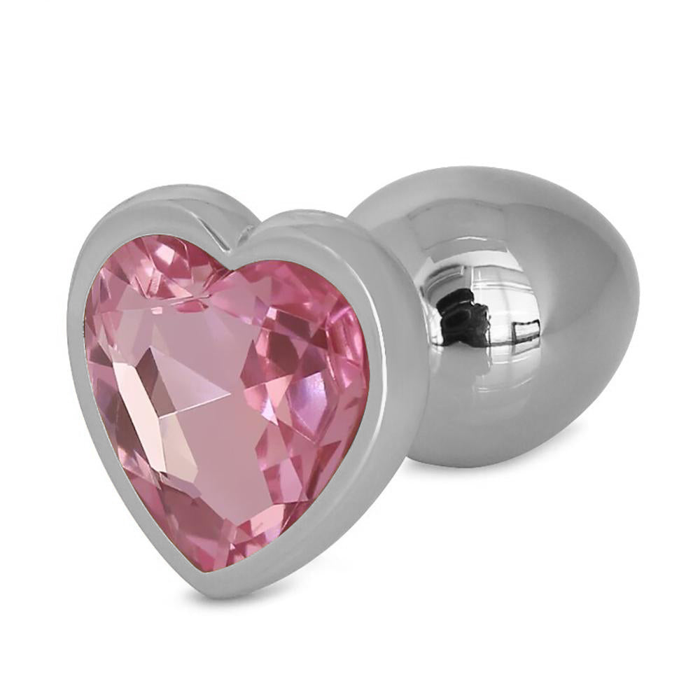 Metallic Heart Shaped Butt Plug with Diamond