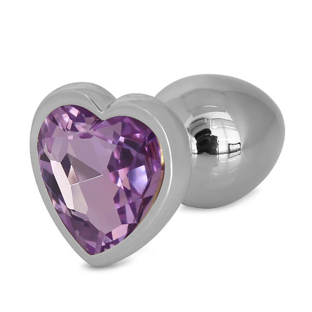 Metallic Heart Shaped Butt Plug with Diamond