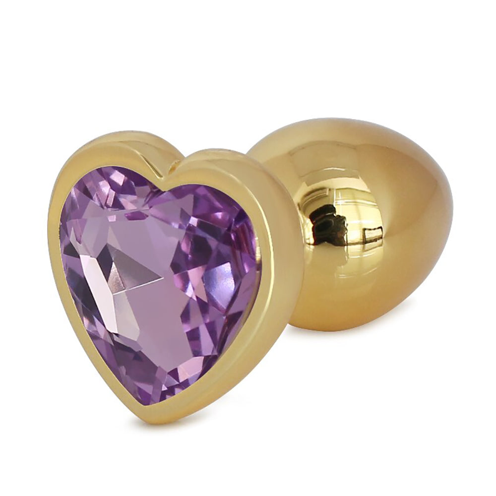 Metallic Gold Heart Shaped Butt Plug with Diamond