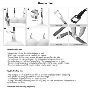 Clit & Nipple Enlargement Pump with Bulb Grip (multiple sizes/sets)