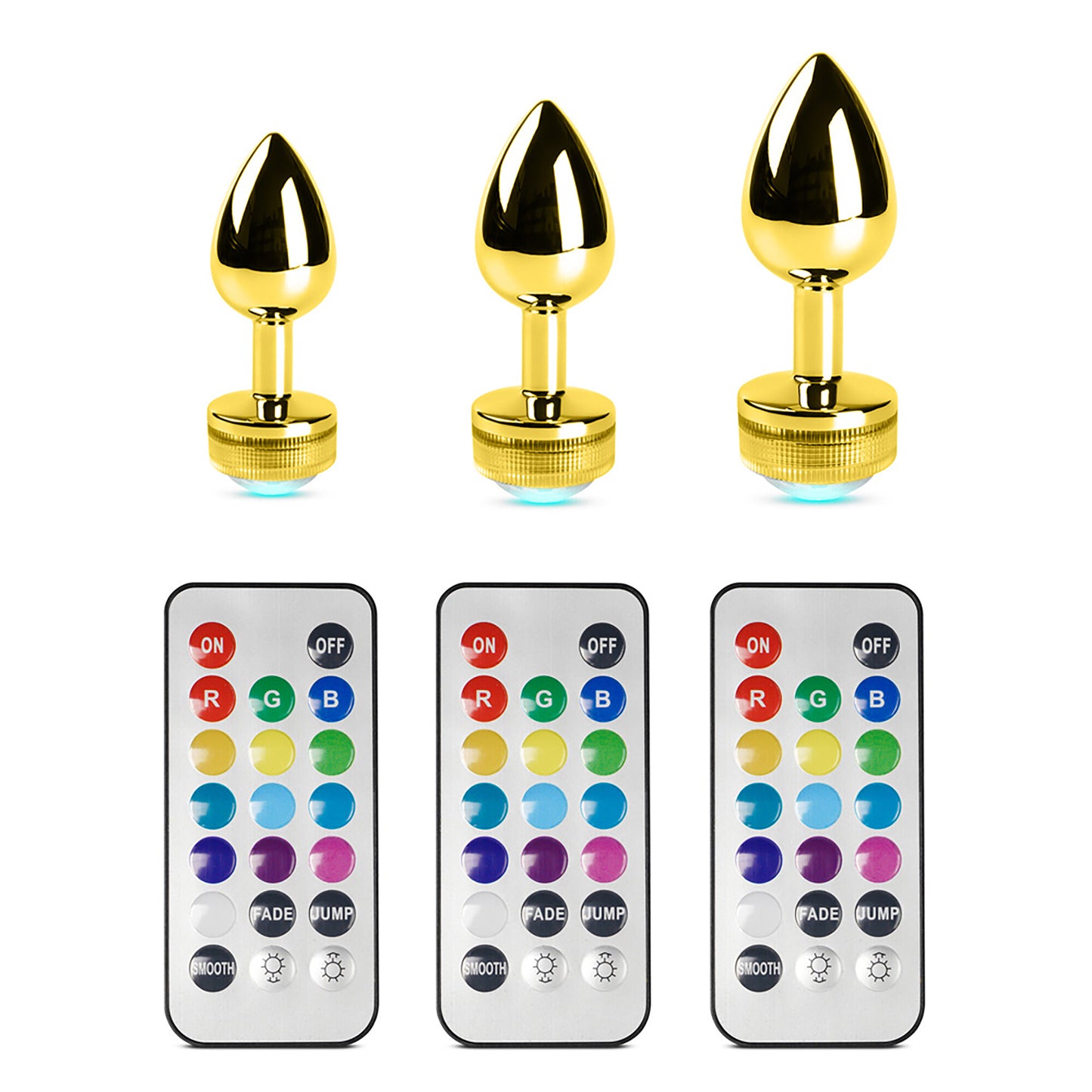 Light Up LED Metallic Butt Plug with 20 Key Remote