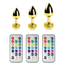 Load image into Gallery viewer, Light Up LED Metallic Butt Plug with 20 Key Remote