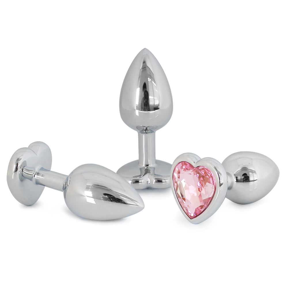 Metallic Heart Shaped Butt Plug with Diamond