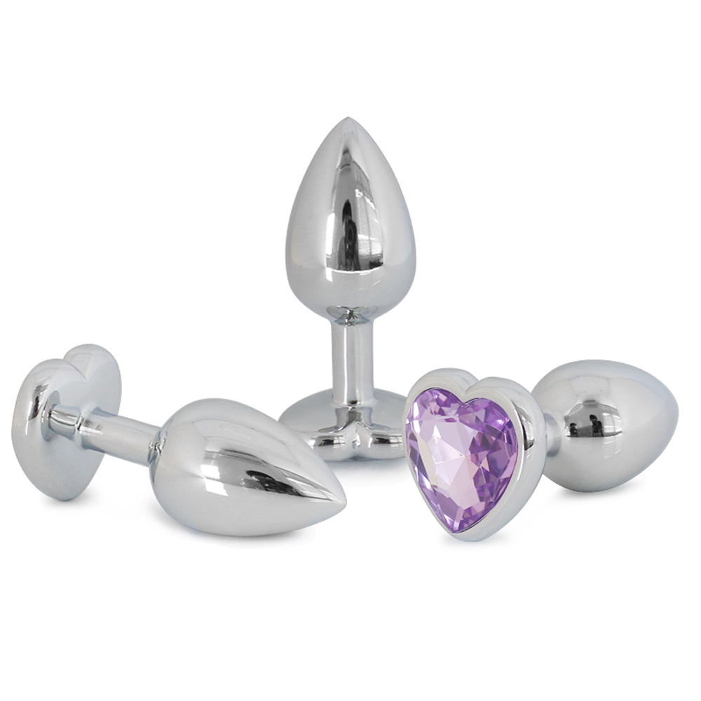 Metallic Heart Shaped Butt Plug with Diamond