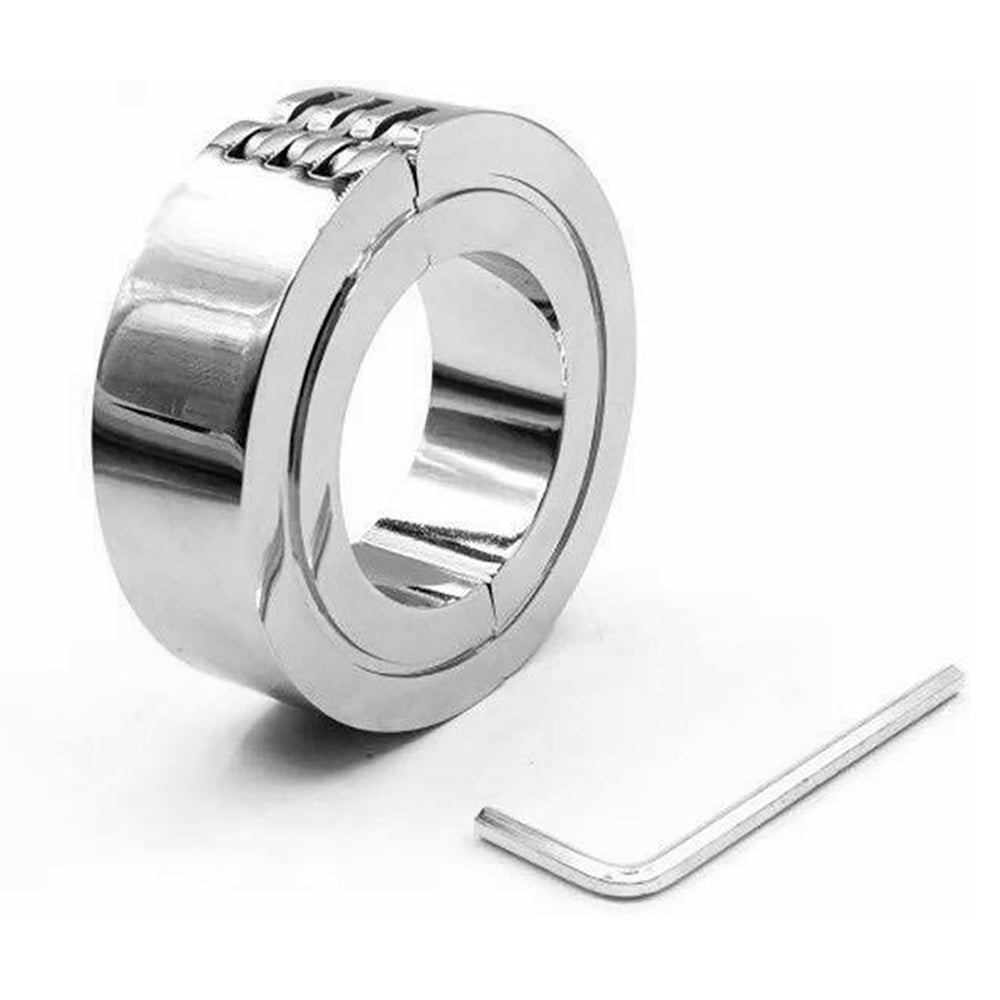 Stainless Steel Locking Hinged Balls / Penis Ring