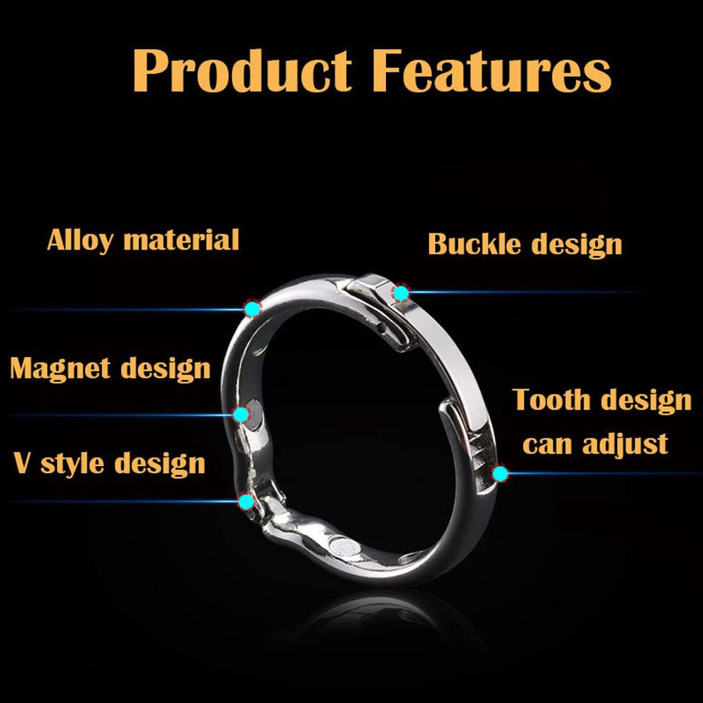 Stainless Steel Magnetic Penis Ring with Buckle (Multiple Sizes)