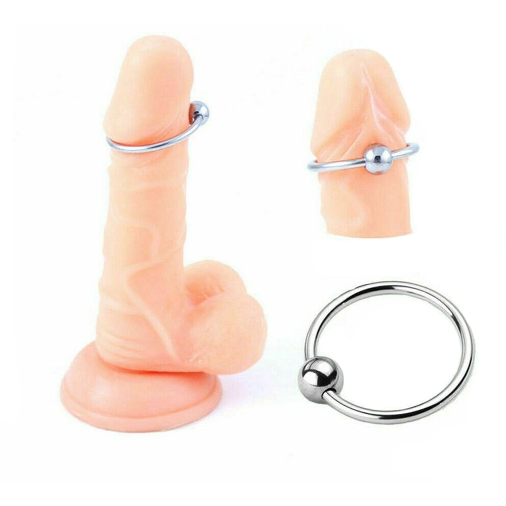 Stainless Steel Single Ball Penis Ring (Multiple Sizes)