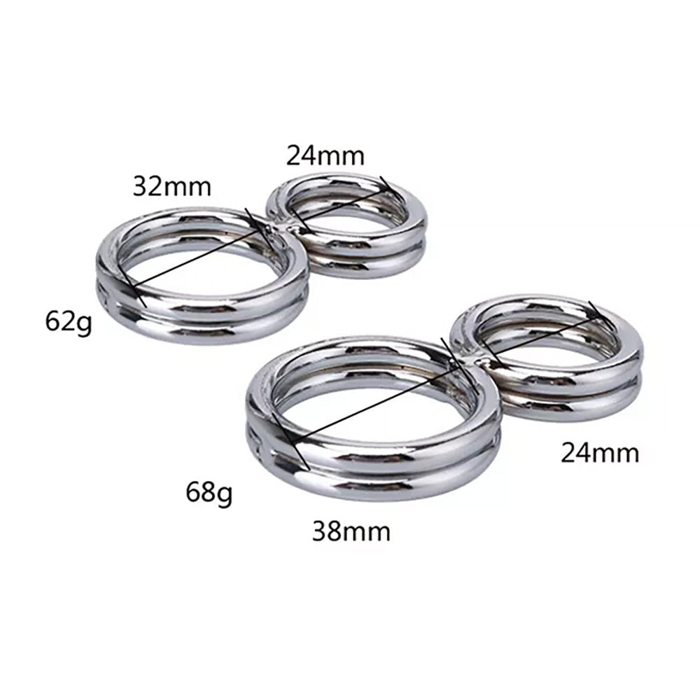 Stainless Steel Dual Double Cock Ring