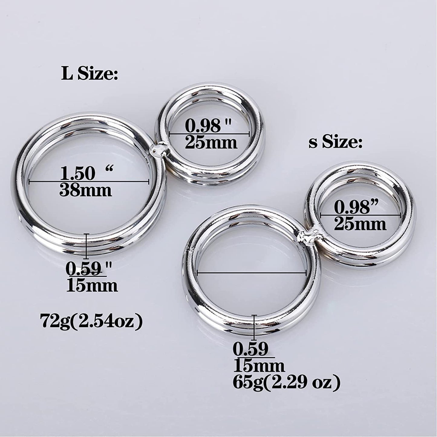 Stainless Steel Dual Double Cock Ring