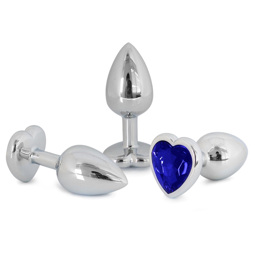 Metallic Heart Shaped Butt Plug with Diamond