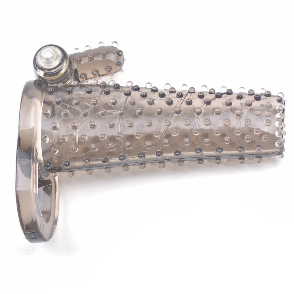 Open Tip Vibrating Textured Penis Sleeve, 4.7 inch