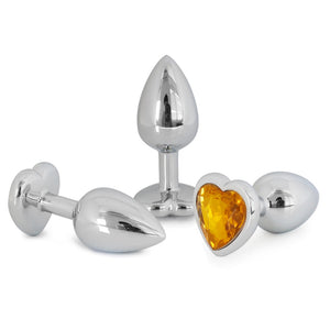 Metallic Heart Shaped Butt Plug with Diamond