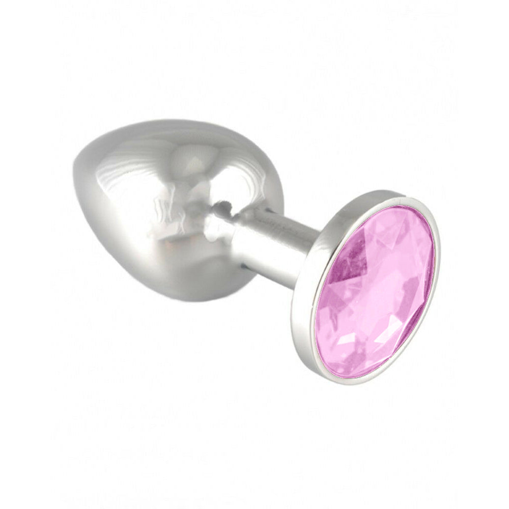 Metallic Silver Butt Plug with Diamond