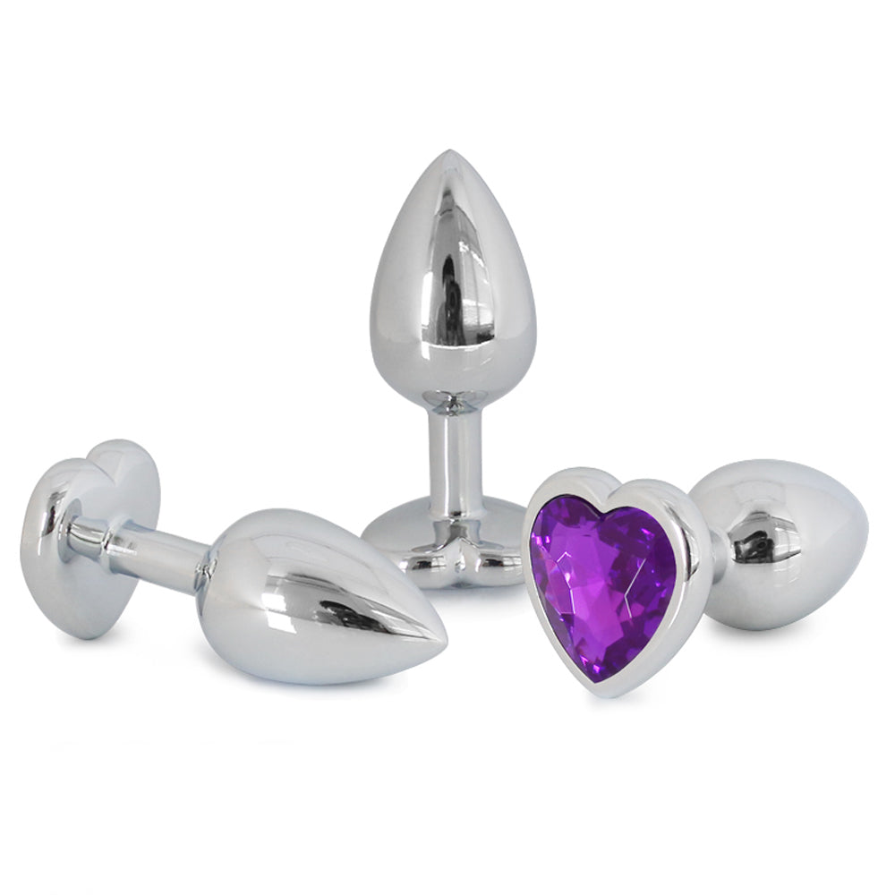 Metallic Heart Shaped Butt Plug with Diamond