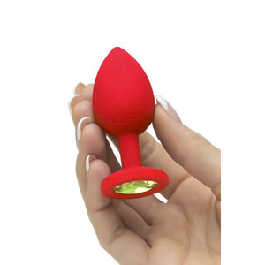 Red Silicone Circle Shaped Butt Plug with Diamond