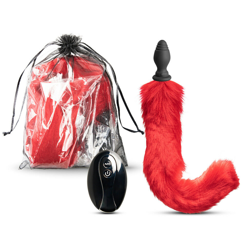 Vibrating Fox Tail Butt Plug with Remote, 10 Function