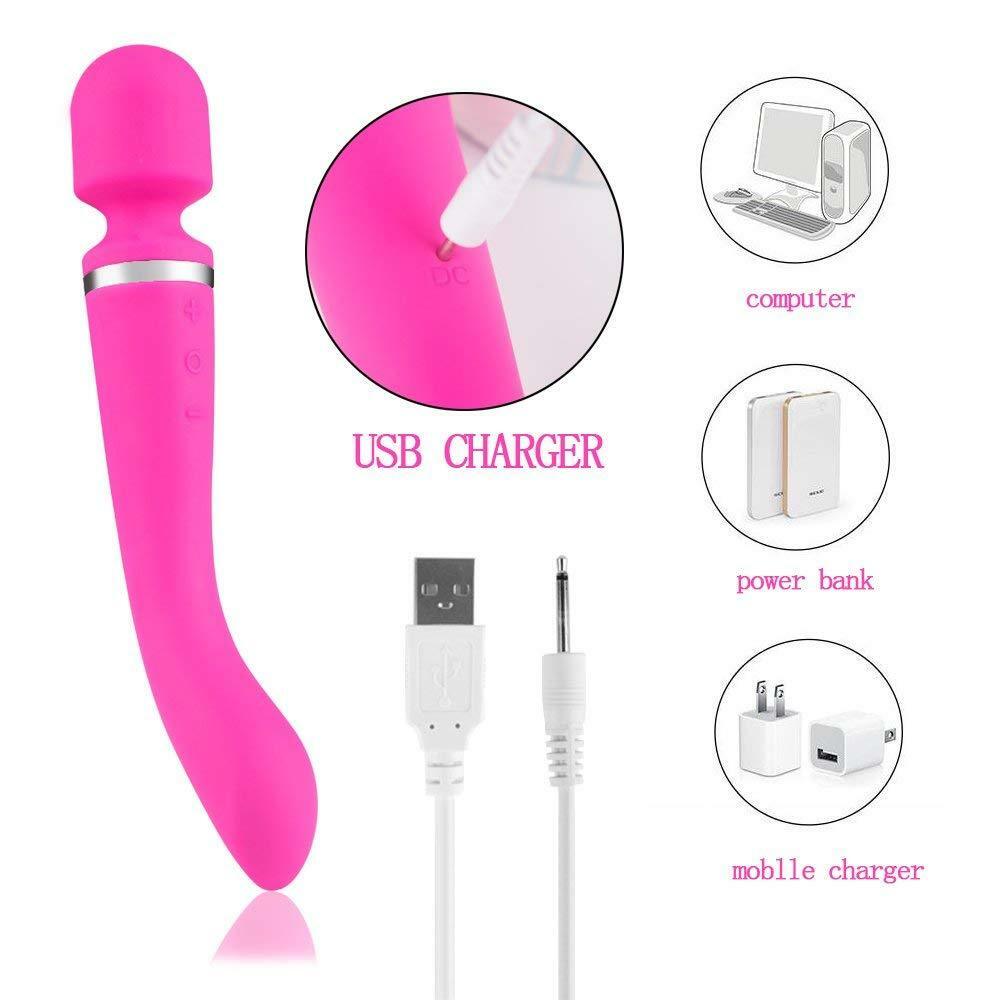 Dual Motor Rechargeable Massage Wand Vibrator 20 Function