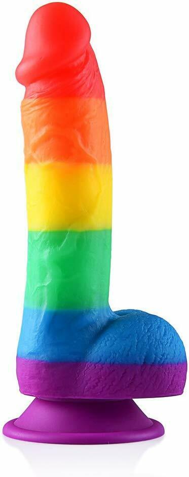 Rainbow Dildo with Sunction Cup, 8 inch