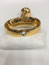 Load image into Gallery viewer, Metallic Curved Penis Butt Plug with Pull Ring &amp; Diamond