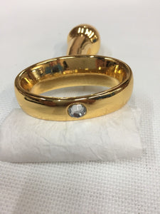 Metallic Curved Penis Butt Plug with Pull Ring & Diamond