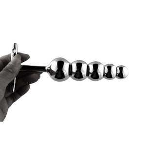 Metal 5-Ball Beaded Anal Wand with T-Handle
